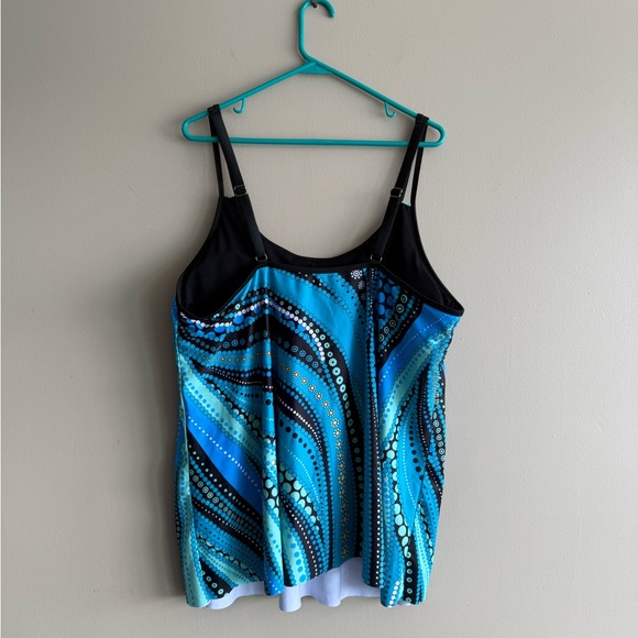 Blue and Black Tankini Top Swim Camisole - Picture 2 of 8